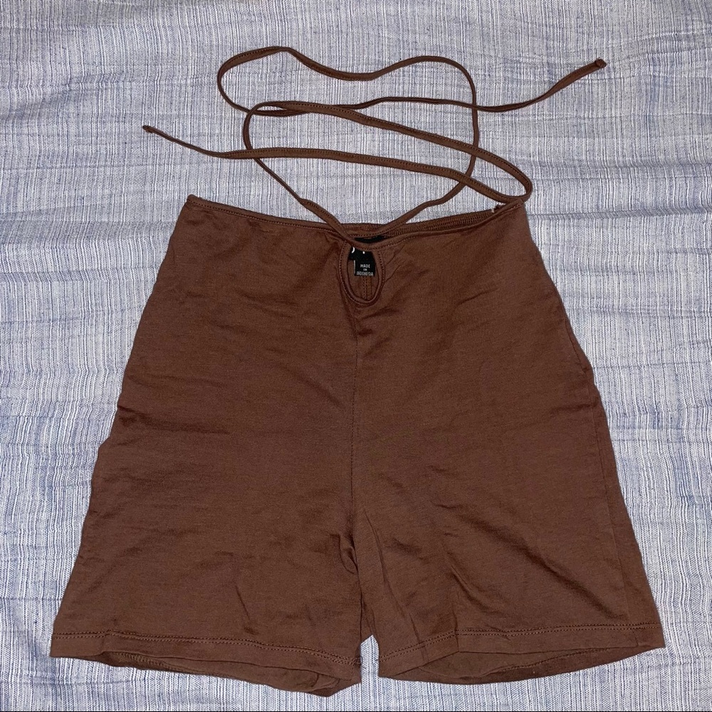 Peephole Shorts with Wrap Around Ties